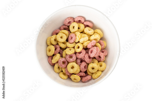 Image of cereal with bowl on white background