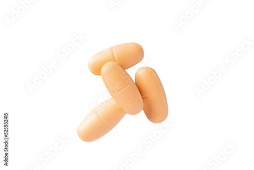 Image of orange pills isolated