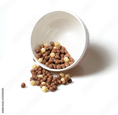 Image of cereal with bowl on white background