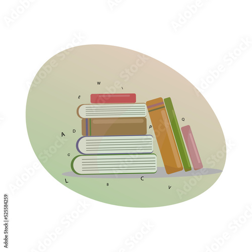 many books of different color and size .vector illustration