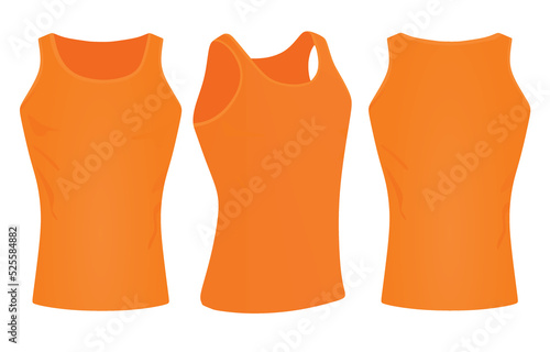 Orange sleeveless t shirt. vector illustration