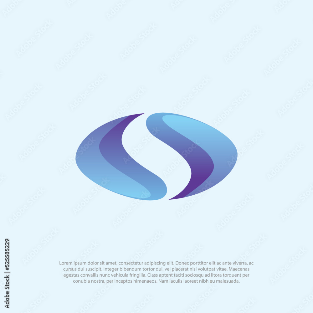 Fototapeta premium letter S logo template in slices or gestalt design style. letter s hidden in the circle shape. negative space logo template