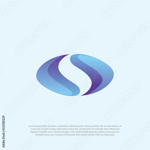 letter S logo template in slices or gestalt design style. letter s hidden in the circle shape. negative space logo template