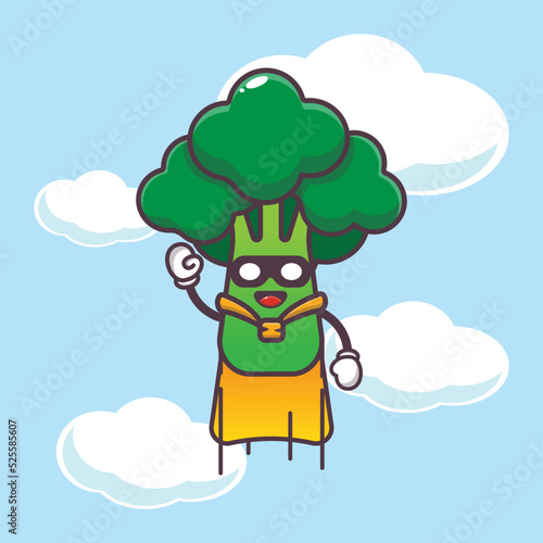 super broccoli character cartoon illustration. cute vegetable icon vector illustration.