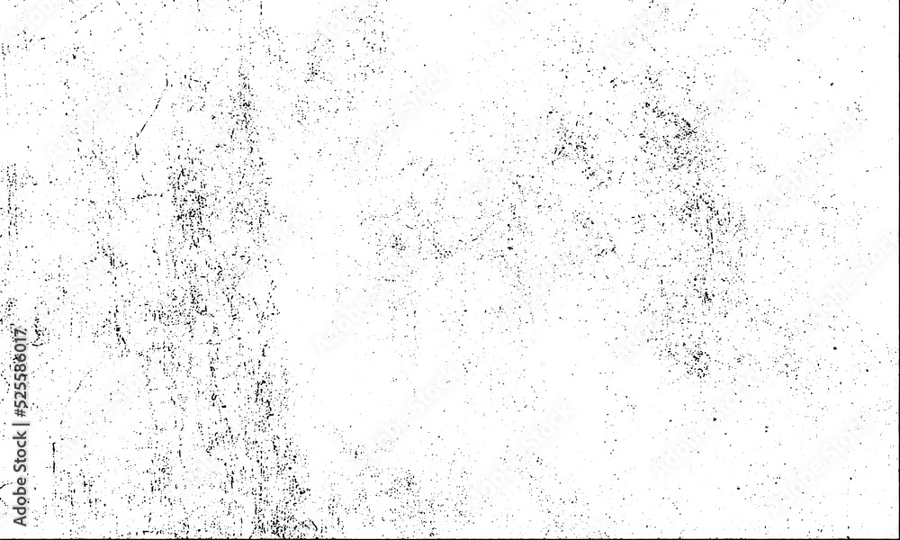 Dirty grainy stamp and scratches overlay white background. Grunge distressed dust particle white and black. Vector illustration