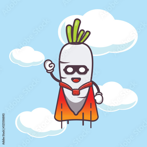 cute super white radish cartoon character illustration