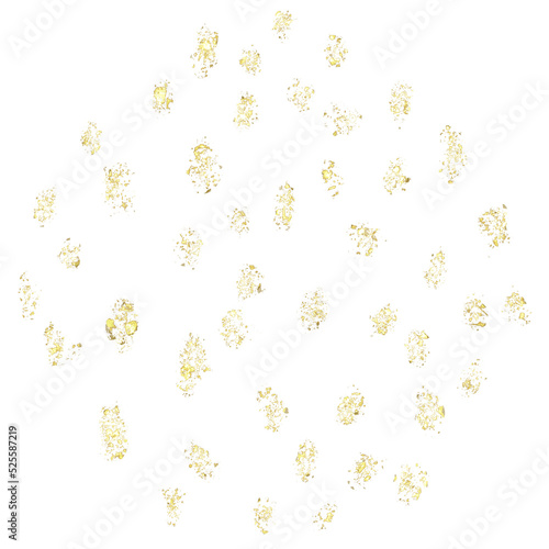 Golden dots, gold splattered pattern. Isolated png illustration, transparent background. Asset for overlay, montage, collage, texture, cards, mark making.
