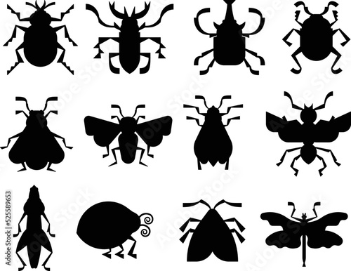 Collections of Insects different type Flat vector Silhouettes