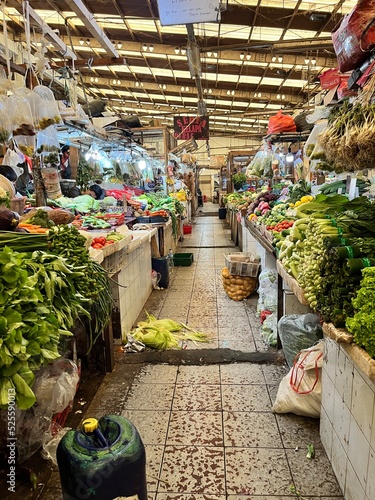 Vegetable Stalls in a Kampong Market Hall in Jakarta, Indonesia