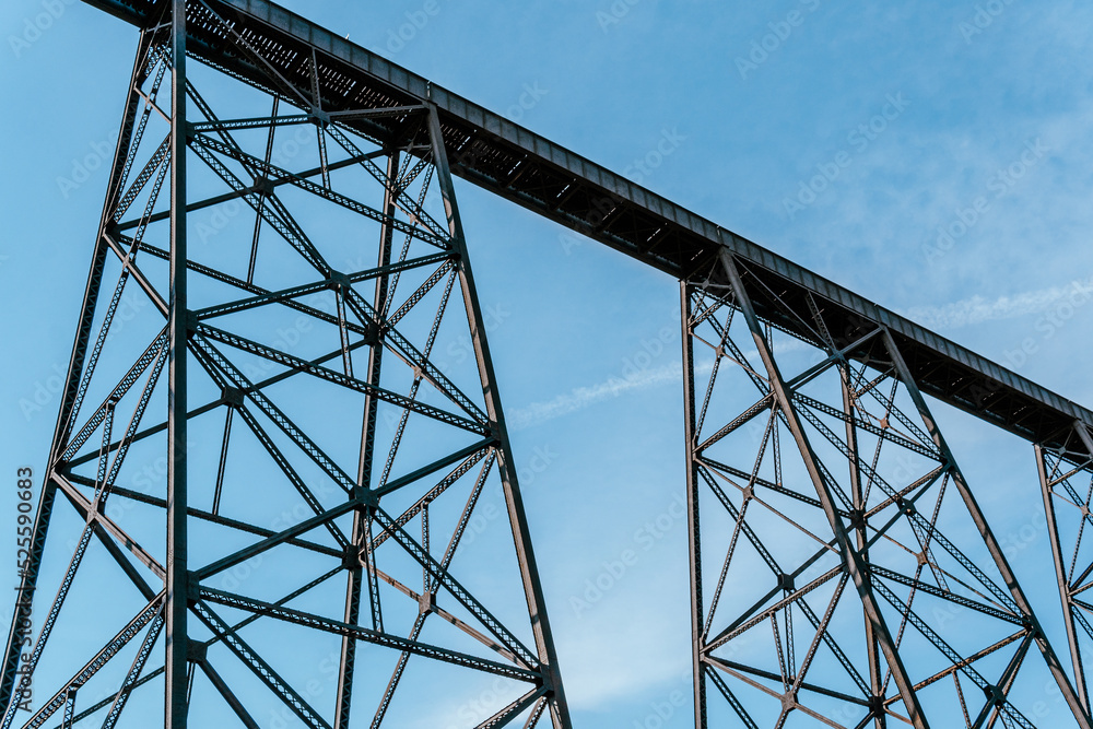 Iron steel high level viaduct train bridge