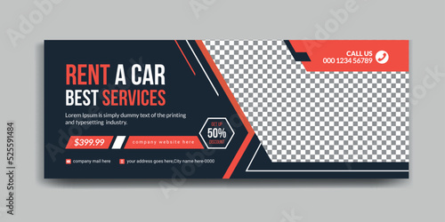 Modern banner template for car rental social media cover