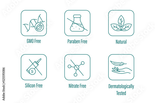 gmo free, paraben free, natural, silicon free, nitrate free, dermatologically tested 