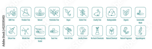 gmo, paraben free, natural, no pesticides, vegan, gluten free, cruelty free, biodegradable, organic, natural fragrance, silicon , nitrate, toxic, palm oil free, local grown, no harsh chemicals