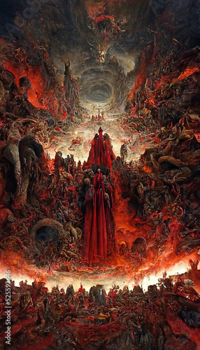 Fotografia panorama of shot showing a world of dantes inferno portal Digital Art Illustrati