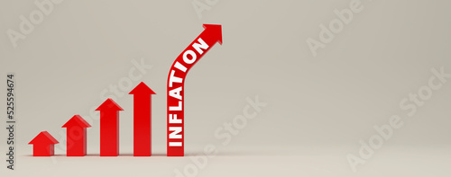 arrow with increasing inflation symbol - 3D illustration
