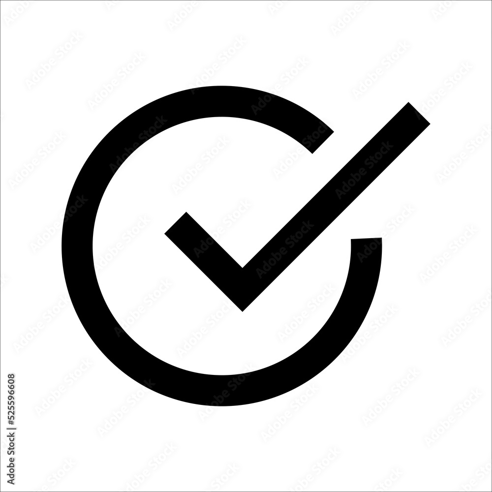 Chek, ok, yes icon approved vector illustration. Check mark icon on white background. Vector illustration Chek, ok, yes icon approved vector illustration. Check mark icon on white background. Vector illustration