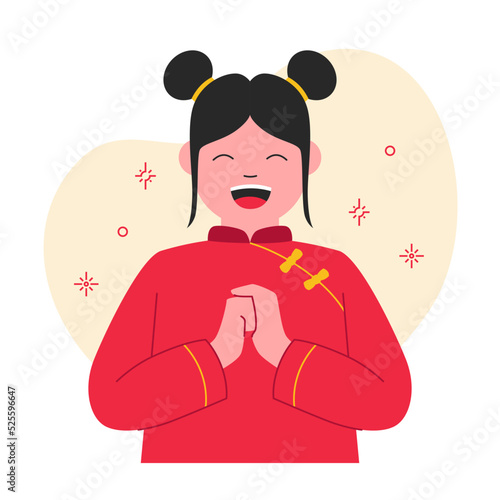 Woman or girl wear chinese tradition clothes for chinese new year festival