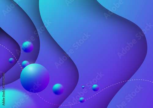 Floating Purple and Blue Sphere Circle Blurred Shape Gradient Color Curvy Abstract Background