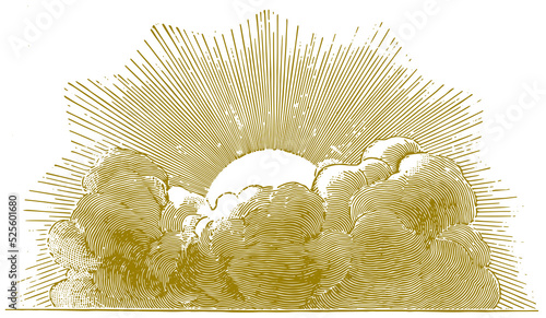 Photos Sun bursting through the clouds. Rays of the sun. isolated
