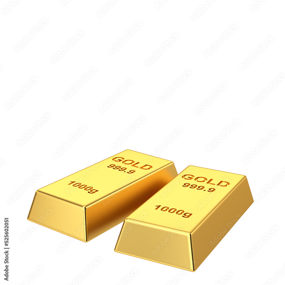 Gold bars. Gold bullion. Gold ingot. 3D element. Gold bars. Gold bullion. Gold ingot. 3D element.