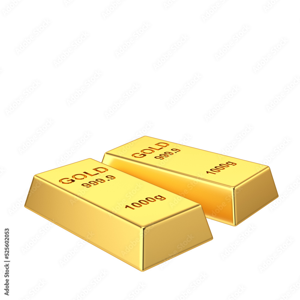 Gold bars. Gold bullion. Gold ingot. 3D element. Gold bars. Gold bullion. Gold ingot. 3D element.