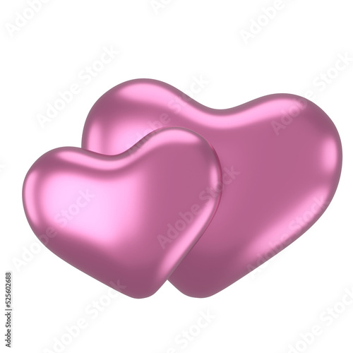 Couple heart. 3D heart element. Valentine card decoration.