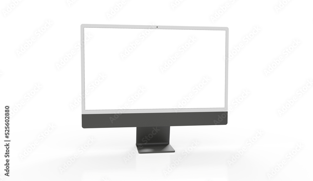 Computer display with blank white screen 3d. Computer display with blank white screen 3d.