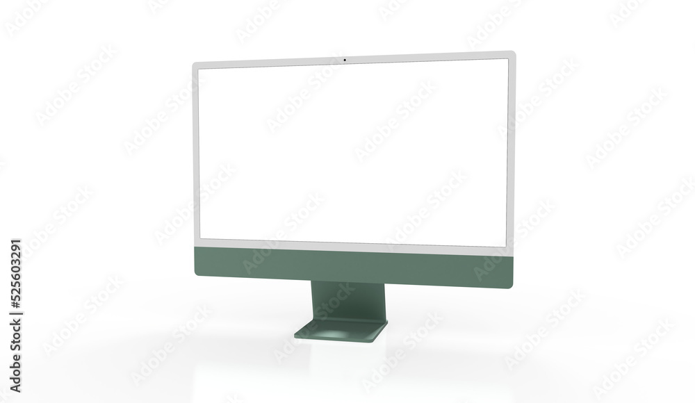 Computer display with blank white screen 3d Computer display with blank white screen 3d
