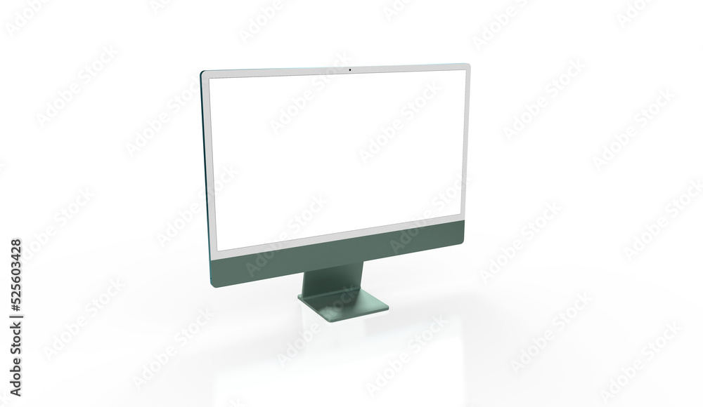 Computer display with blank white screen 3d Computer display with blank white screen 3d