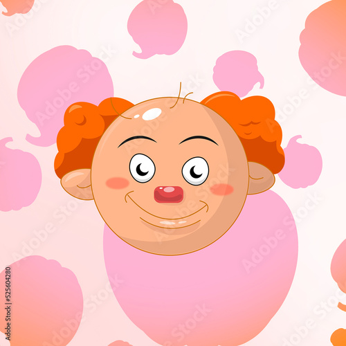 2d vector image. a man with red hair. cute clown.