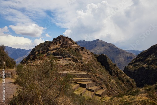 Closeup shot of Pisac Maya ruins in Peru