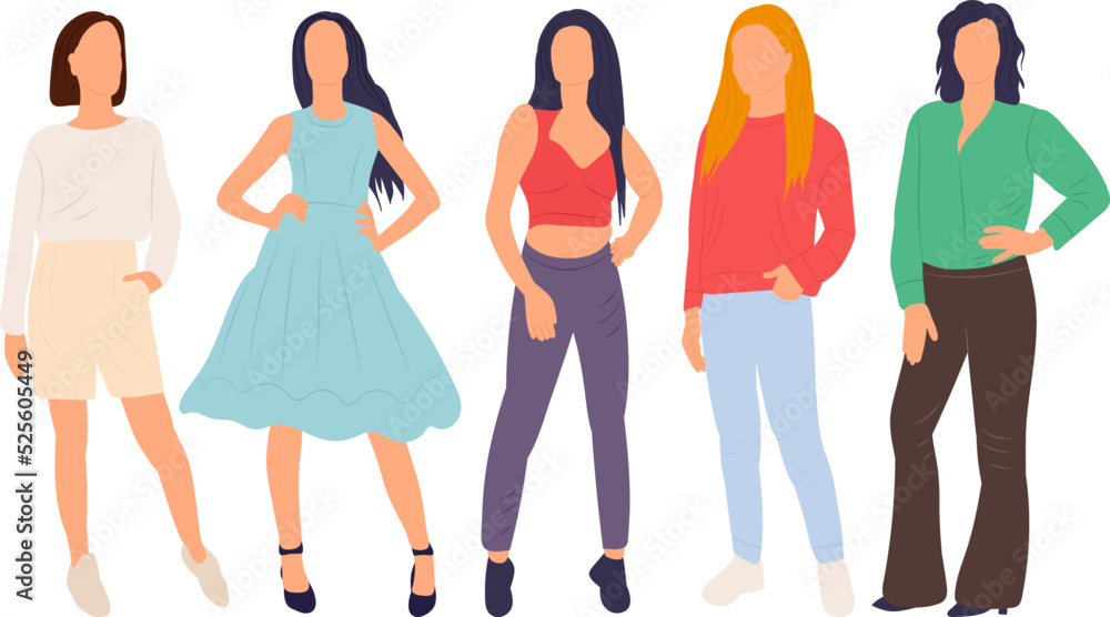 fashion women in flat style isolated, vector