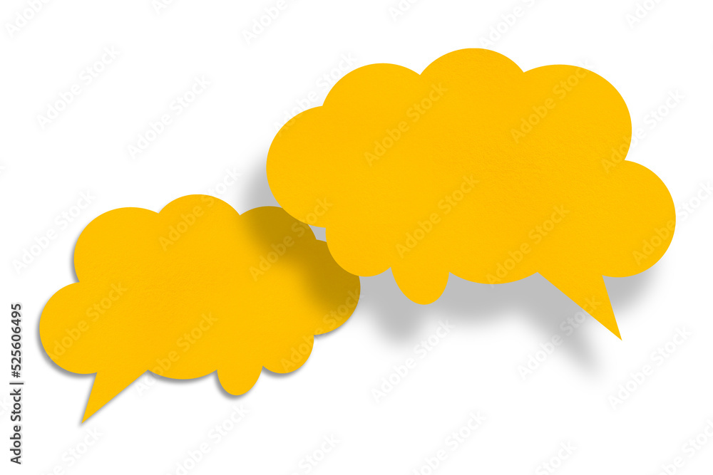 yellow paper clouds and shadows speech bubble image isolated on transparent background Communication bubbles. yellow paper clouds and shadows speech bubble image isolated on transparent background Communication bubbles.