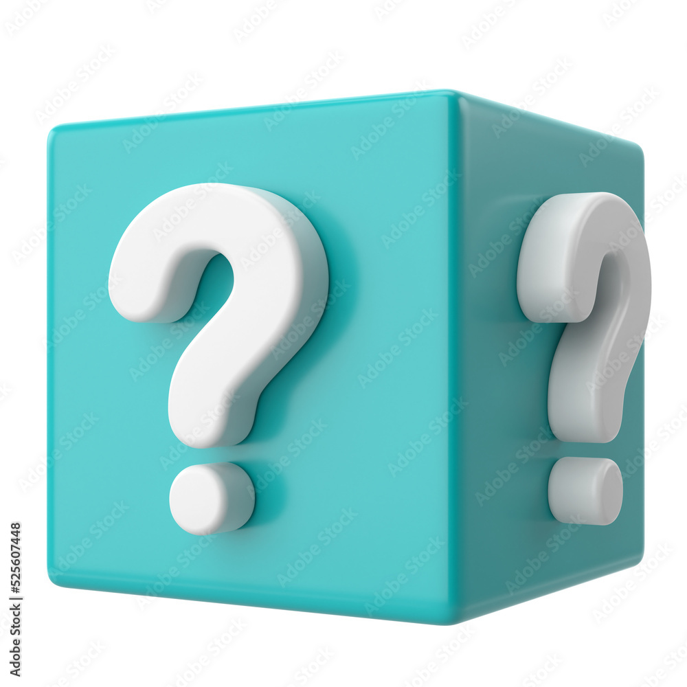 Mystery box. Question mark sign. 3D element. Mystery box. Question mark sign. 3D element.