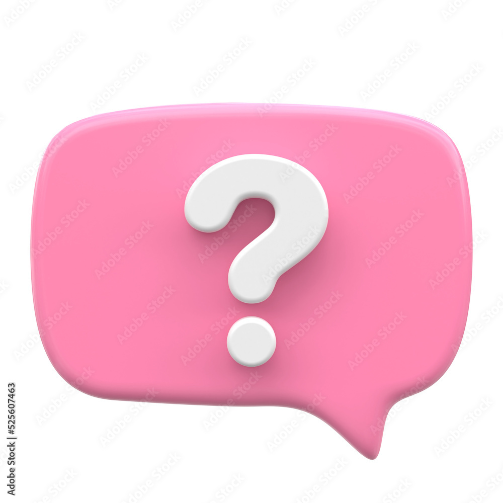 Question mark sign icon. Live chat. 3D icon. Question mark sign icon. Live chat. 3D icon.