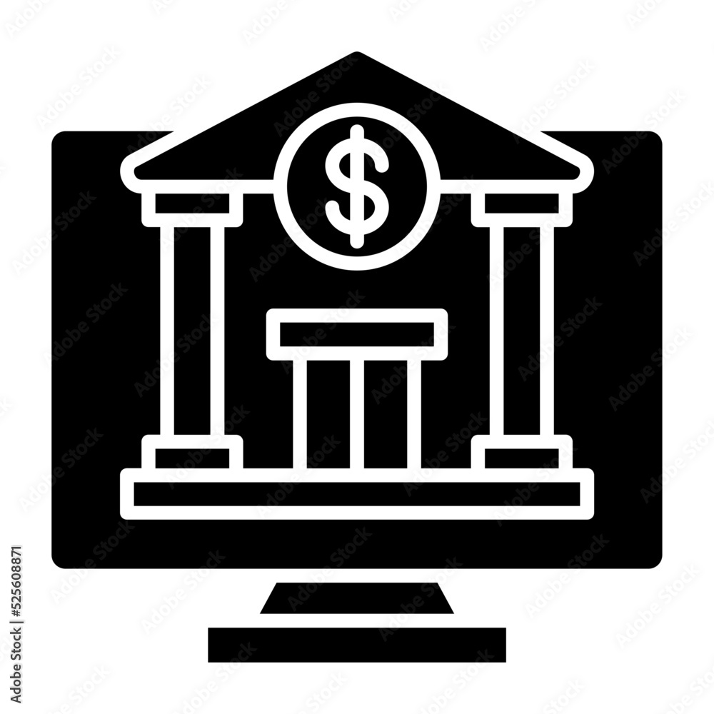 Online Banking Glyph Icon Online Banking Glyph Icon