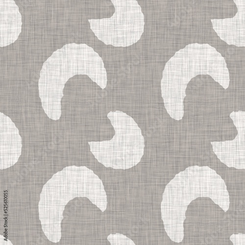 French grey doodle motif linen seamless pattern. Tonal country cottage style abstract scribble motif background. Simple vintage rustic fabric textile effect. 