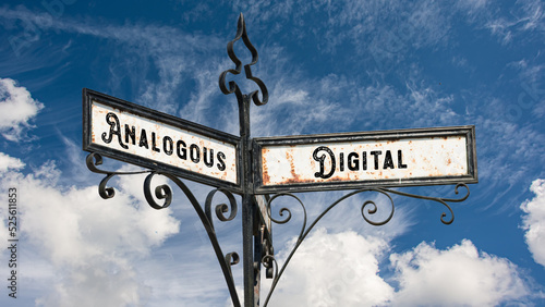 Street Sign to Digital versus Analogous photo