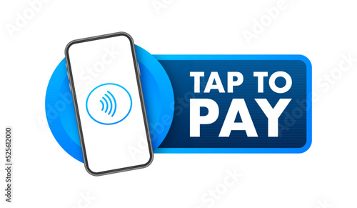Contactless wireless pay sign logo. NFC technology. Vector stock illustration.