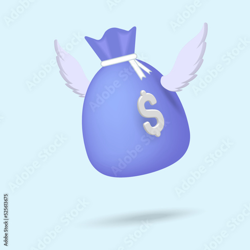 A money bag with dollars. Business and financial solution,
 the concept of payment and down payment. 3d vector illustration.