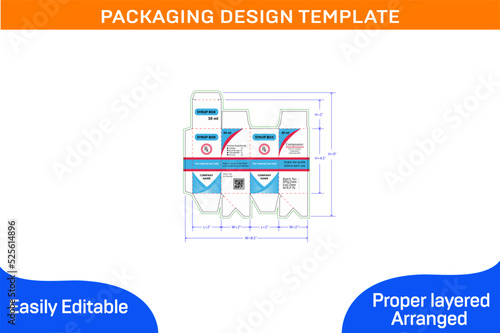 BOX PACKAGING DESIGN TEMPLATE FOR 30 ml SYRUP