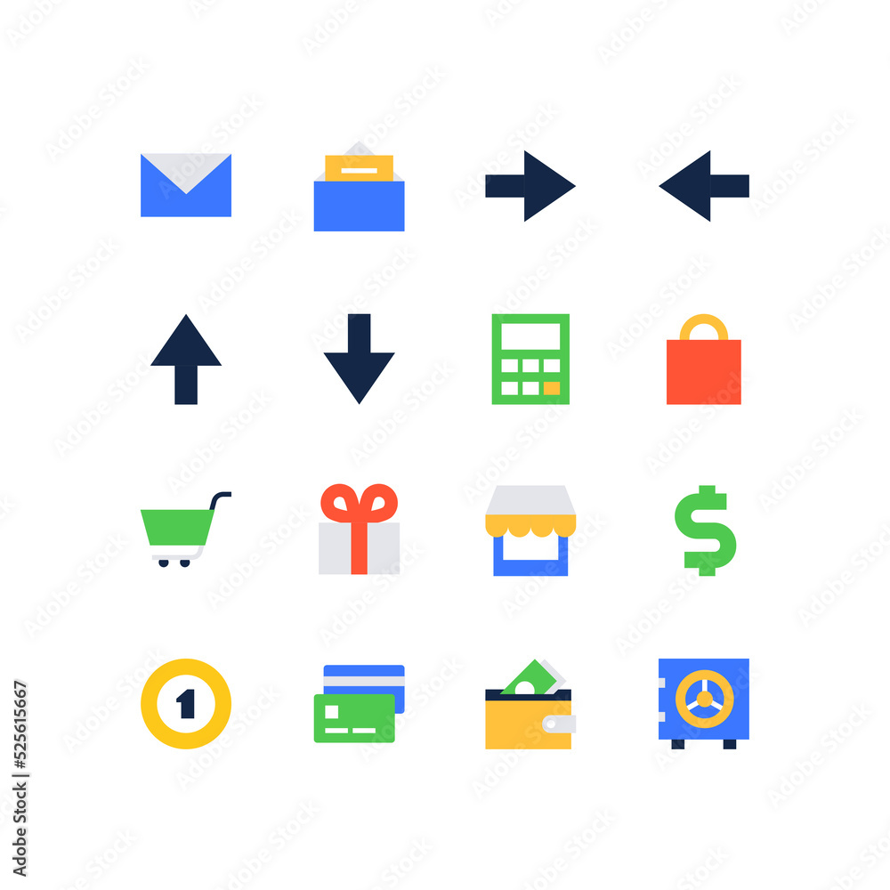 Online shopping and finance - set of flat design style icons Online shopping and finance - set of flat design style icons