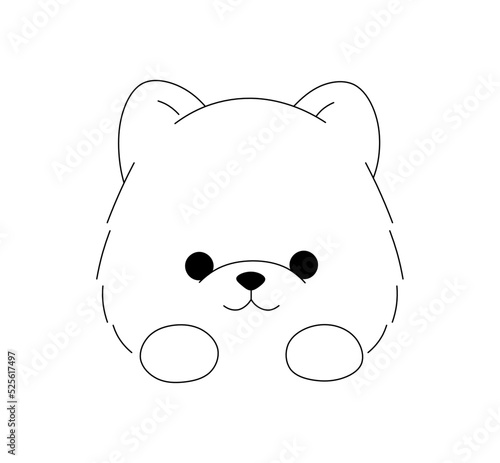 Vector isolated lapdog spitz head with paws colorless black and white contour line easy drawing