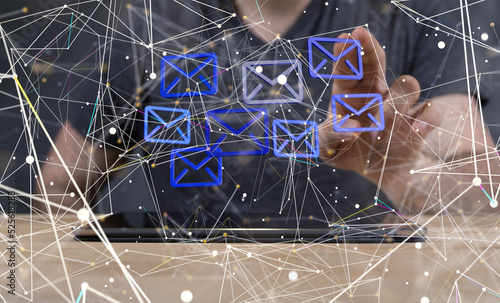 Hand Touching Email With Finger.