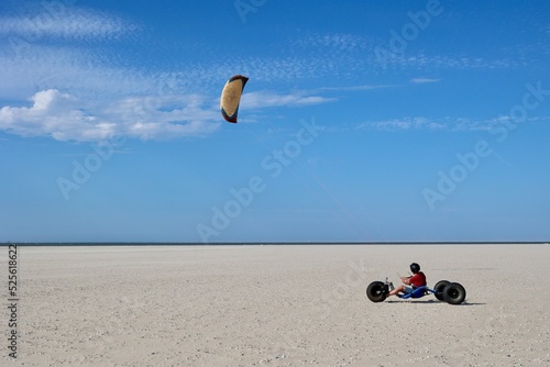 Kite Buggy on the beach of Texel Island, The Netherlands. 