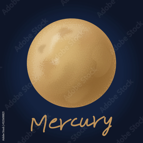 Mercury planet in space. Illustration, vector