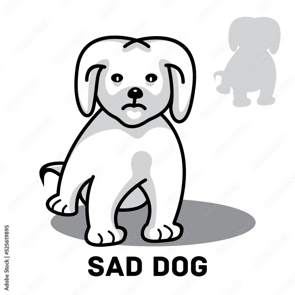vector illustration of a sad dog, isolated on a white background. flat design vector illustration of a sad dog, isolated on a white background. flat design