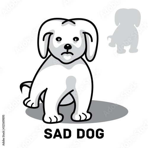vector illustration of a sad dog  isolated on a white background. flat design