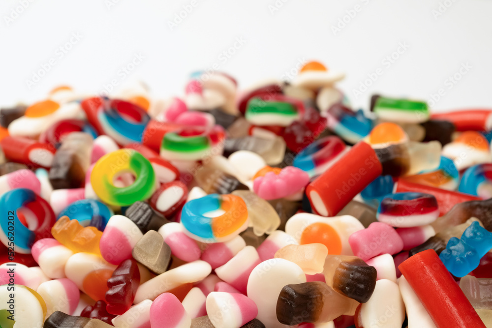 Tasty mix of jelly colorful candies isolated on a white background. Tasty mix of jelly colorful candies isolated on a white background.