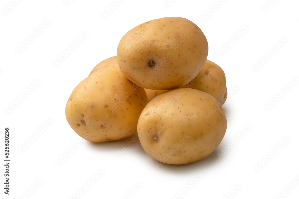 A group of fresh tasty potato isolated on white background. A group of fresh tasty potato isolated on white background.